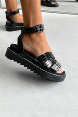 REGAIN Chunky Gladiator Sandals - Black Croc - 1