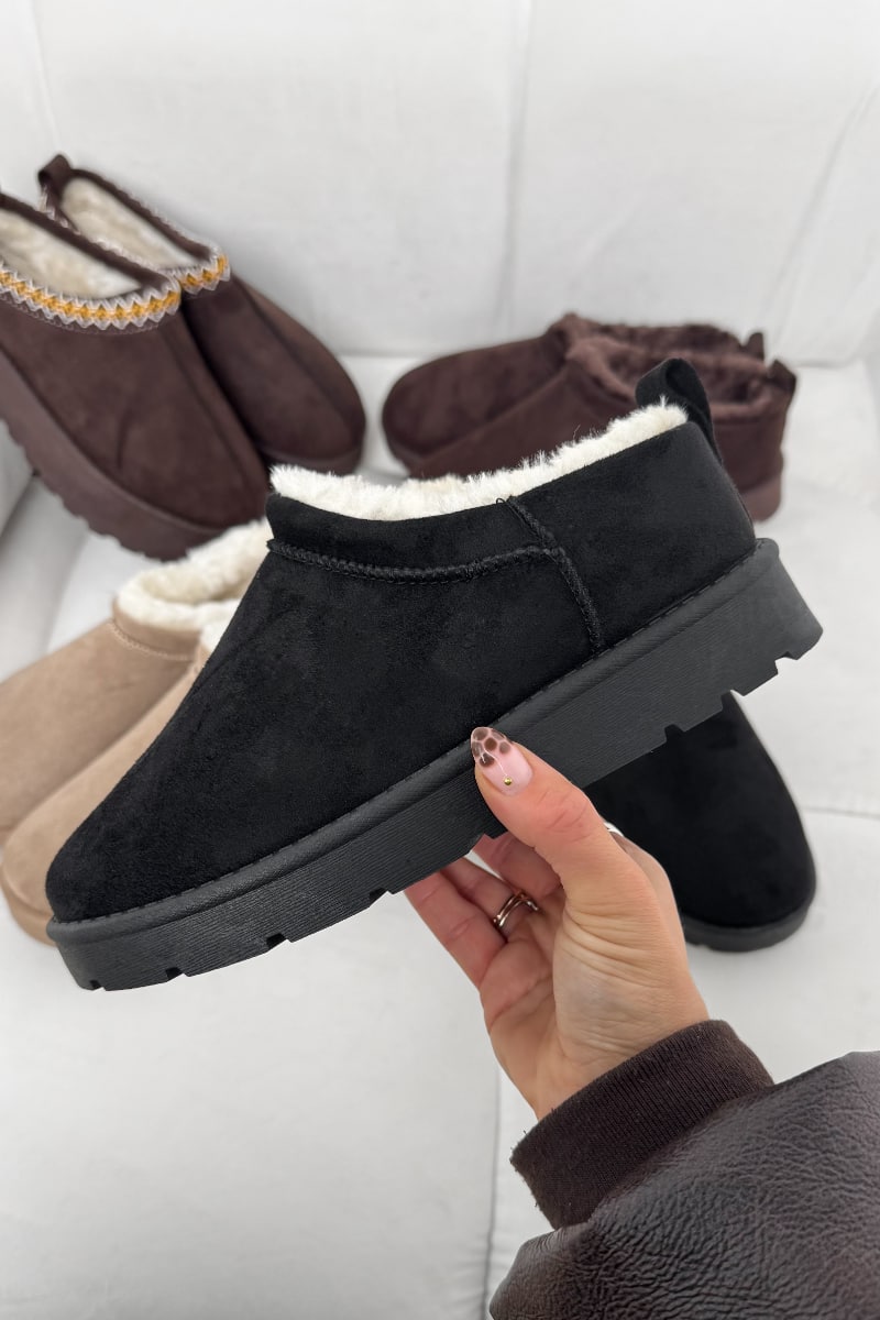EVLYN Mini Faux Fur Ankle Boots - Black - 3