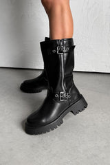 ABEL Buckle Detail Platform Boots - Black - 1