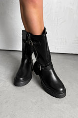 ABEL Buckle Detail Platform Boots - Black - 2