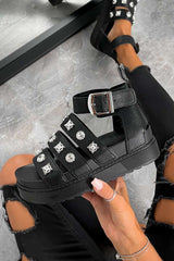 ADA Chunky Western Gladiator Sandals - Black - 4