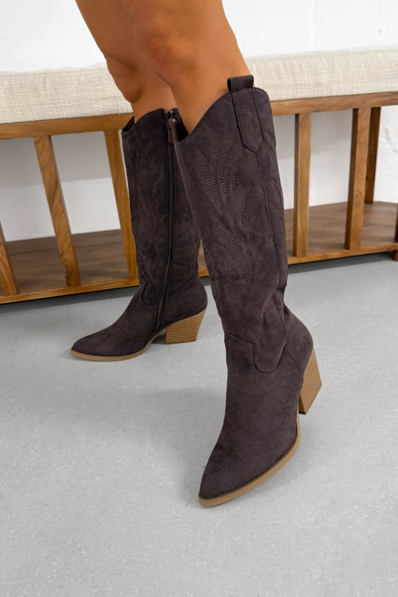 ALBA Cowboy Western Boots - Dark Brown