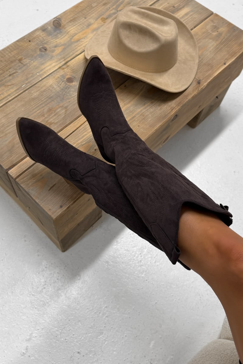 ALBA Cowboy Western Boots - Dark Brown - 1