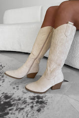 ALBA Cowboy Western Boots - Beige-4