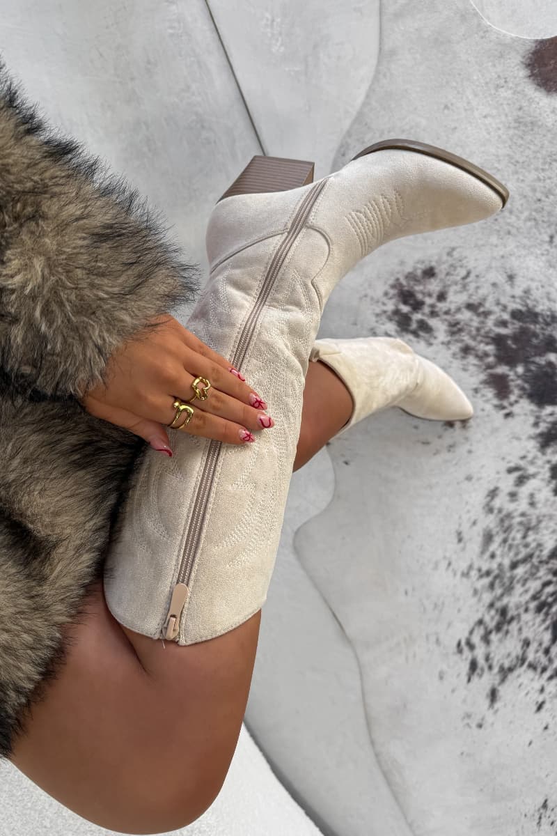 ALBA Cowboy Western Boots - Beige-6