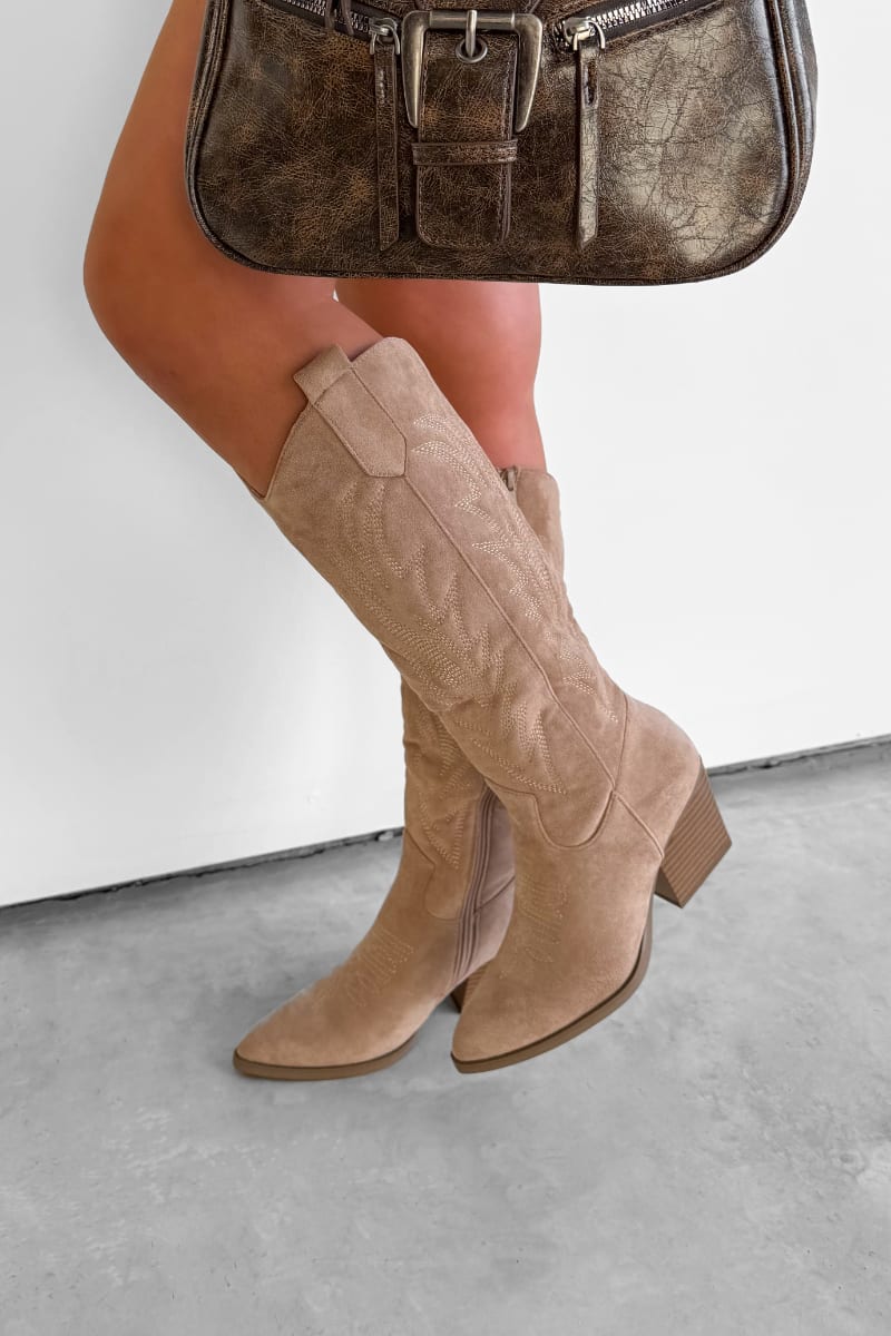 ALBA Cowboy Western Boots - Taupe-5