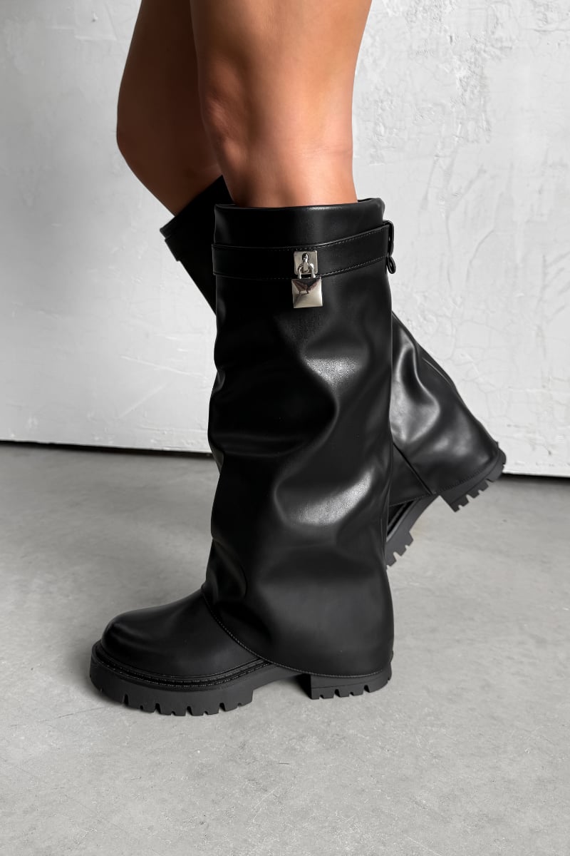 AMARA Flared Platform Boots - Black