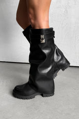 AMARA Flared Platform Boots - Black