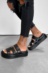 AMARI Chunky Gladiator Velcro Strap Sandal - Black-2