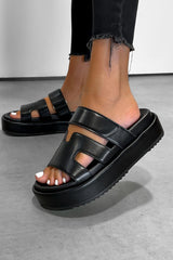 AMARI Chunky Gladiator Velcro Strap Sandal - Black-1