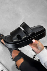 AMARI Chunky Gladiator Velcro Strap Sandal - Black