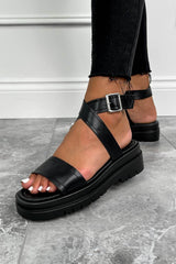 AMBER Chunky Platform Sandals - Black - 1