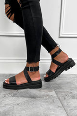 AMBER Chunky Platform Sandals - Black