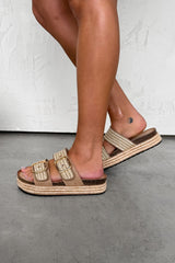 ANA Chunky Rattan Sandals - Camel - 4