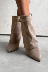APRIL Flared Calf Boots - Taupe Suede - 4