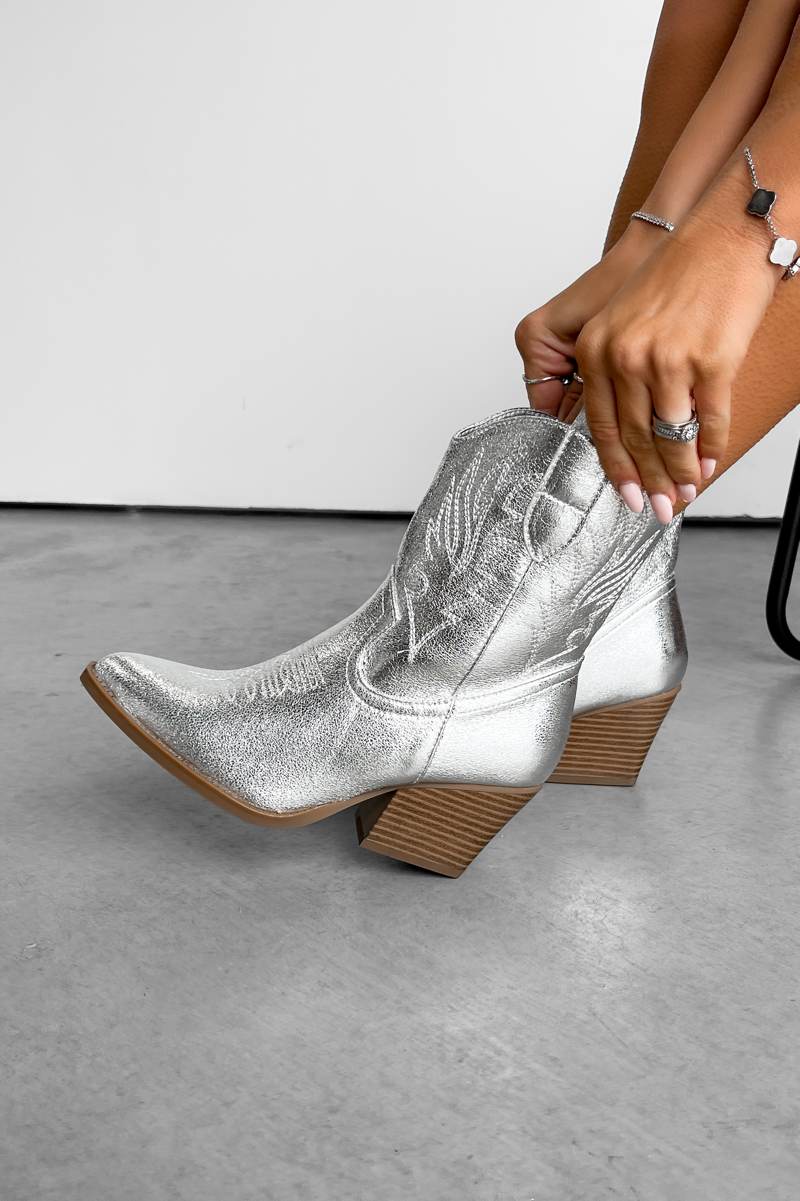 ARIZONA Western Cowboy Boots - Silver - 1