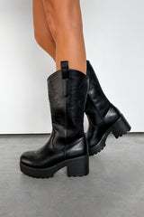 AUSTIN Chunky Western Boots - Black - 1