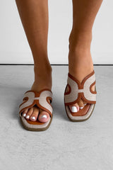 AVA Flat Textured Sliders - Beige