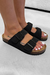 AYSHA Chunky Buckle Cork Sandals - Brown - 2