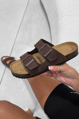 AYSHA Chunky Buckle Cork Sandals - Black - 1