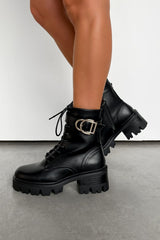BEAU Chunky Ankle Boots - Black PU