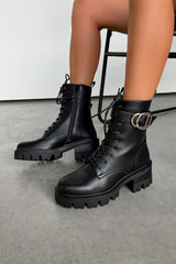 BEAU Chunky Ankle Boots - Black PU - 2