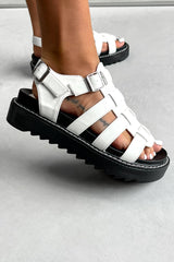 BLADE Chunky Gladiator Buckle Sandals - White PU - 1