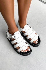BLADE Chunky Gladiator Buckle Sandals - White PU - 2