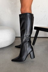 BROGAN Knee High Pointed Toe Boots - Black - 3