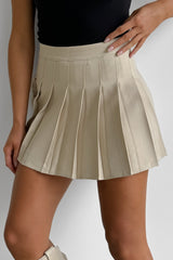Box Pleat Mini Skort - Beige