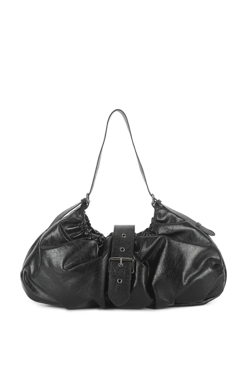 Buckle Detail Shoulder Bag - Black