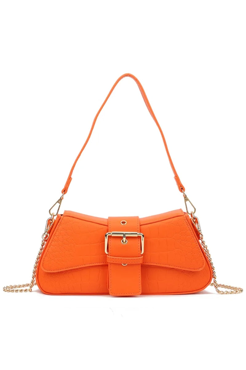 Buckle Detail Shoulder Bag - Orange