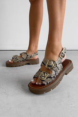 CHARLIE Chunky Studded Buckle Sandals - Snake - 1