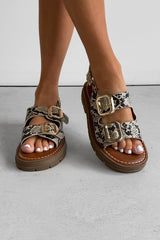 CHARLIE Chunky Studded Buckle Sandals - Snake - 4