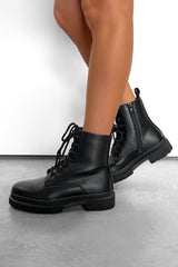 CINDY Chunky Ankle Boots - Black PU - 3