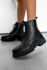 CINDY Chunky Ankle Boots - Black PU - 2