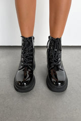 CINDY Chunky Ankle Boots - Black Patent - 1