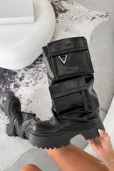 CONTROL Pocket Chunky Platform Boots - Black - 2
