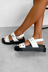 CONTROL Chunky Eyelet Gladiator Sandals - White PU - 7