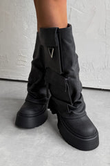 CONTROL Pocket Chunky Platform Boots - Washed Black - 4