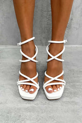 COSMIC Chunky Platform Heels - White - 2