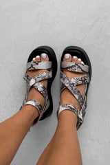 CHERIE Chunky Platform Sandals - Snake - 1