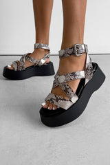 CHERIE Chunky Platform Sandals - Snake -3