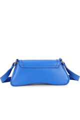 Cross Body Chain Detail Bag - Blue - 1