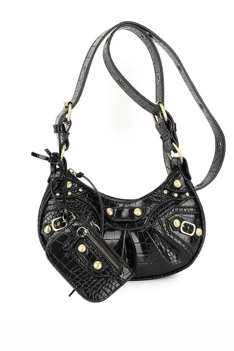 CrossBodyStuddedBag-BlackCroc