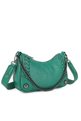 Cross Body Studded Detail Chain Bag - Green - 1