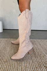 DAKOTA Cowboy Western Boots - Beige