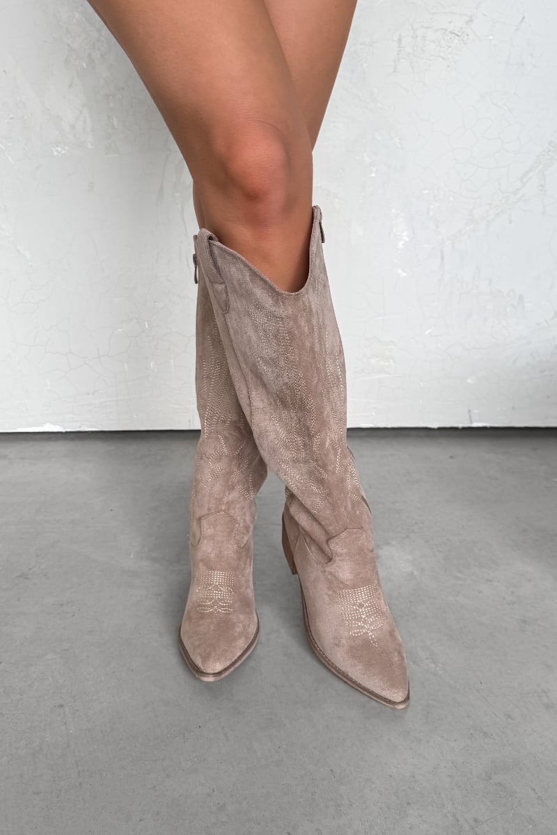 DAKOTA Cowboy Western Boots - Taupe - 4