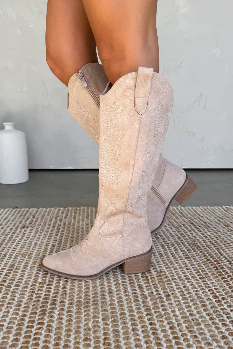 DAKOTA Cowboy Western Boots - Beige - 2