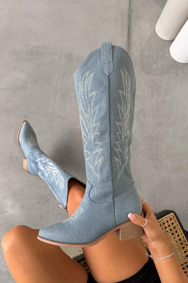 DAKOTA Cowboy Western Boots - Denim - 3